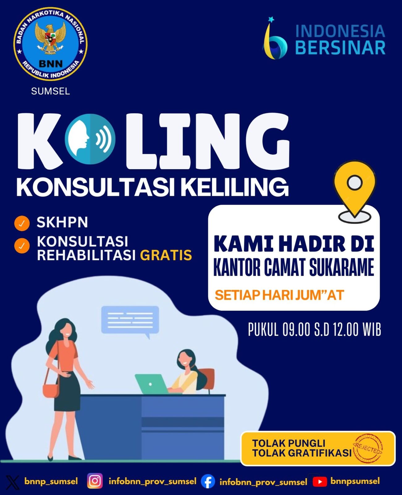 Mau Konsultasi dan Buat Surat Keterangan Hasil Pemeriksaan Narkoba (SKHPN), langsung "KOLING" BNNP Sumsel ya !! Mau Konsultasi dan Buat Surat Keterangan Hasil Pemeriksaan Narkoba (SKHPN), langsung "KOLING" BNNP Sumsel ya !!